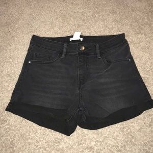 Black High-Waisted Jean Shorts